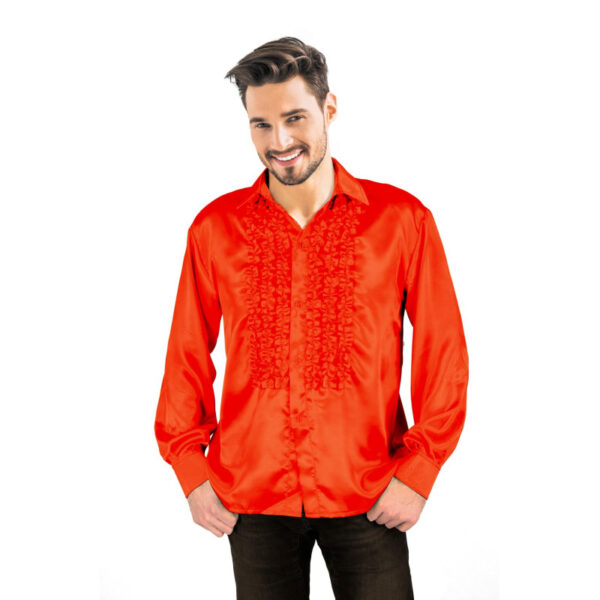 Mettez le feu sur la piste de danse avec cette chemise disco en satin rouge
