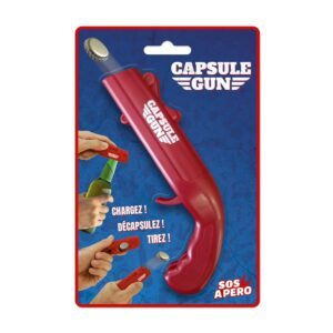 Envie de pimenter vos soirées ? Le Capsule Gun est l’accessoire déjanté et original qu’il vous faut ! Non seulement c’est un décapsuleur malin, mais c’est aussi un jeu de tir où il faut viser juste pour déclencher le fun ! Montrez vos compétences de tireur de précision et réclamez votre victoire avec chaque capsule tirée ! 😎