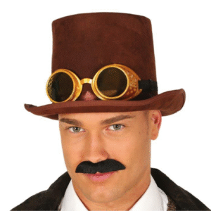 L'élégance vintage avec une touche d'audace ! Ce chapeau steampunk est l’élément clé pour un déguisement sophistiqué et original. Son velours raffiné et ses lunettes métalliques lui confèrent un charme unique, idéal pour se démarquer avec classe
