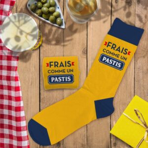 Ayez l'esprit léger avec nos chaussettes 'Frais comme un Pastis' !