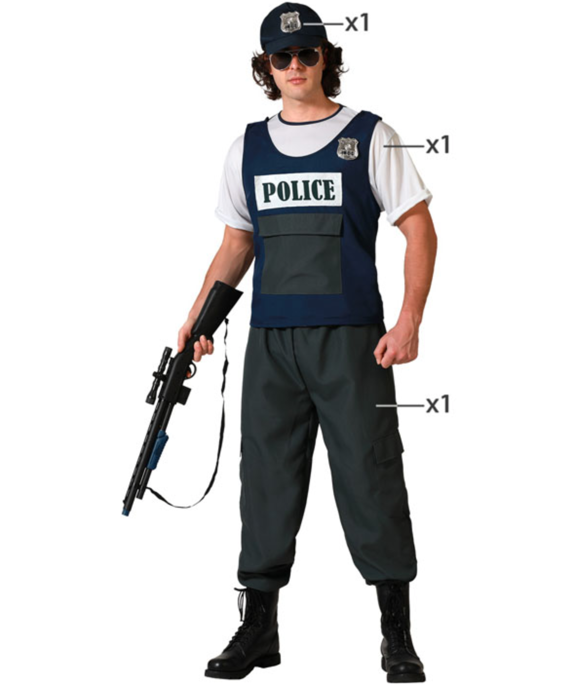 Incarnez la loi et l'ordre (avec une touche festive) grâce à notre déguisement de policier. Ce costume reconnaissable et amusant est idéal pour toutes vos soirées à thème, le carnaval ou pour apporter une touche d'originalité à vos événements festifs.