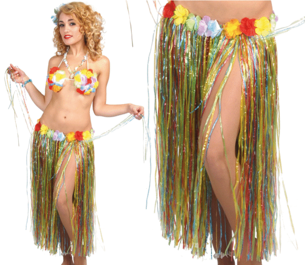 Vous avez toujours rêvé de danser la hula au clair de lune ? Notre jupe à fleurs hawaïennes est la première étape (le ukulélé et le coucher de soleil ne sont pas inclus). Enfilez-la et laissez l'esprit des îles vous envahir. Attention, risque élevé de se mettre à parler avec l'accent hawaïen (Aloha !) et de vouloir offrir des colliers de fleurs à tout le monde !