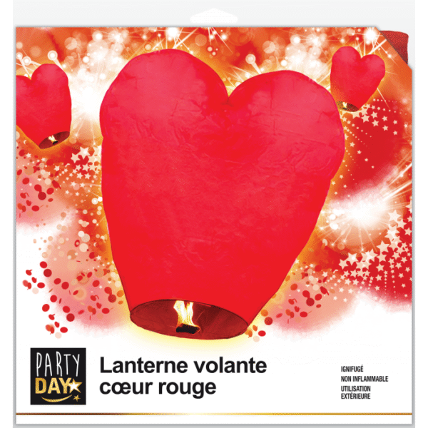 Quand l'amour s'envole... il brille dans le ciel ! Offrez un moment magique à votre moitié avec cette lanterne volante en forme de cœur et laissez vos vœux s'élever sous une pluie d'étoiles !