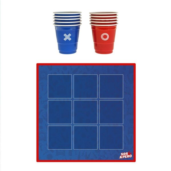 Envie d’ajouter du fun à votre apéro ? Le Morpion version Apéro est le jeu parfait pour transformer un classique jeu de société en une compétition festive où chaque victoire se termine par un shot ! Il vous suffit de placer vos shooters bleus et rouges sur le tapis de jeu, et le premier à aligner 3 shooters gagne le droit de célébrer avec un shot. Simple, amusant et idéal pour des fous rires garantis ! 🍸