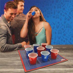 Envie d’ajouter du fun à votre apéro ? Le Morpion version Apéro est le jeu parfait pour transformer un classique jeu de société en une compétition festive où chaque victoire se termine par un shot ! Il vous suffit de placer vos shooters bleus et rouges sur le tapis de jeu, et le premier à aligner 3 shooters gagne le droit de célébrer avec un shot. Simple, amusant et idéal pour des fous rires garantis ! 🍸