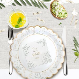 PACK 10 SERVIETTES BAPTEME, Ces serviettes blanches à motifs sont parfaites pour compléter votre décoration de table pour un baptême. Pour créer une décoration de table unique, chaque détail compte. Avec leur élégant design, ces serviettes blanches à motifs naturels et de colombe dorée seront la touche originale qui fera la différence pour votre présentation de table..