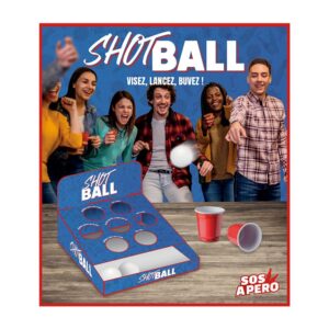Shot Ball SOS Apéro est le jeu idéal pour des soirées de folie. Ce jeu combine la précision du lancer de balle et des gages délirants à réaliser, tout en ayant un shooter de boisson à savourer après chaque réussite ! Lancer, viser et boire, un cocktail parfait pour un apéro fun et déjanté entre amis. 🍸
