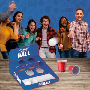 Shot Ball SOS Apéro est le jeu idéal pour des soirées de folie. Ce jeu combine la précision du lancer de balle et des gages délirants à réaliser, tout en ayant un shooter de boisson à savourer après chaque réussite ! Lancer, viser et boire, un cocktail parfait pour un apéro fun et déjanté entre amis. 🍸