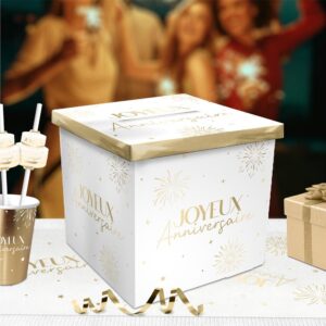 URNE PARTY DORÉ. Découvrez notre urne Party Doré spécialement conçue pour les anniversaires ! Une idée déco tendance et originale. Que ce soit pour y mettre des petites attentions telles que des cartes de vœux ou pour y glisser quelques bill