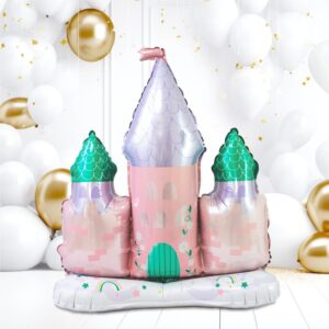 BALLON TOTEM CHÂTEAU. Pour une fête gonflée à bloc, nous vous proposons ce ballon totem en forme de château de princesse. Haut de 57 cm, sa forme de beau château de princesse rose comblera vos invités et sublimera votre déco lors d'une fête ou d'un anniversaire. Très simple à gonfler (à l'air seulement), ce ballon totem bénéficie d'une longue tenue au gonflage (+ de 48h) et une paille est incluse. Finie la corvée des nœuds !