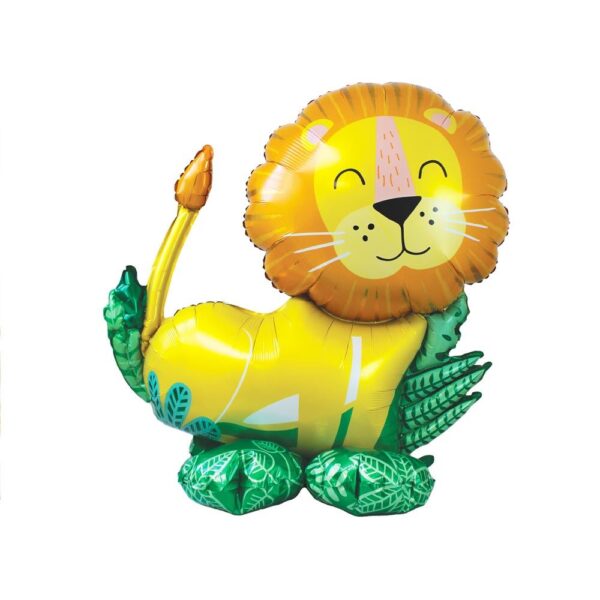BALLON TOTEM LION. Pour une fête gonflée à bloc, nous vous proposons ce ballon totem en forme d'un lion. Haut de 95 cm, sa forme d'un lion jaune dans la savane comblera vos invités et sublimera votre déco lors d'une fête ou d'un anniversaire. Très simple à gonfler (à l'air seulement), ce ballon totem bénéficie d'une longue tenue au gonflage (+ de 48h) et une paille est incluse. Finie la corvée des nœuds !