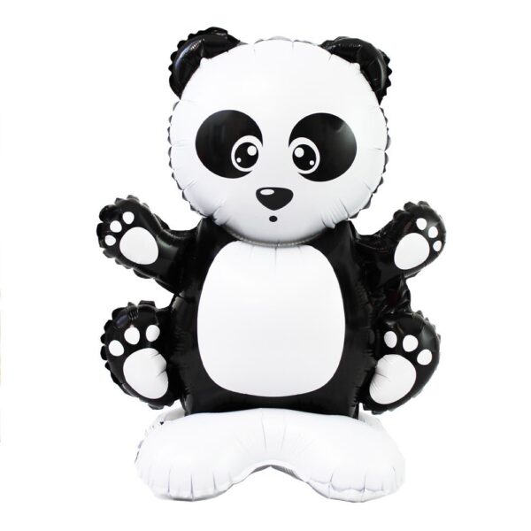 BALLON TOTEM PANDA. Pour une fête gonflée à bloc, nous vous proposons ce ballon totem en forme de panda. Haut de 46 cm, sa forme de mignon petit panda noir et blanc comblera vos invités et sublimera votre déco lors d'une fête ou d'un anniversaire. Très simple à gonfler (à l'air seulement), ce ballon totem bénéficie d'une longue tenue au gonflage (+ de 48h) et une paille est incluse. Finie la corvée des nœuds !