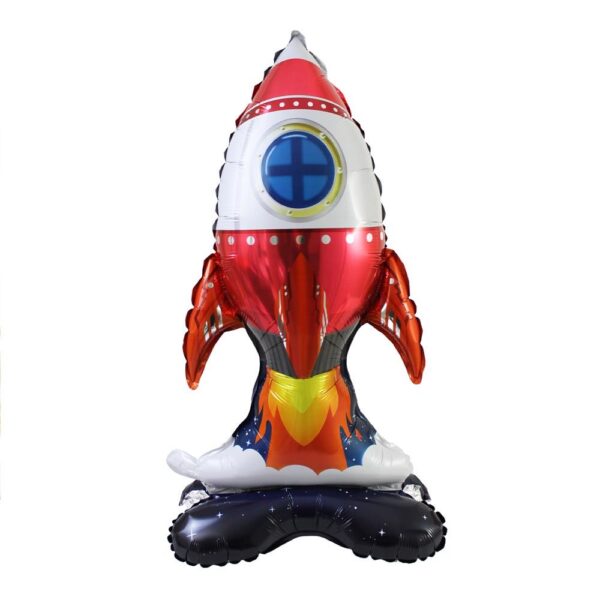 BALLON TOTEM FUSEE. Pour une fête gonflée à bloc, nous vous proposons ce ballon totem en forme de fusée qui décolle. Haut de 73 cm, sa forme de fusée rouge et blanche comblera vos invités et sublimera votre déco lors d'une fête ou d'un anniversaire. Très simple à gonfler (à l'air seulement), ce ballon totem bénéficie d'une longue tenue au gonflage (+ de 48h) et une paille est incluse. Finie la corvée des nœuds !