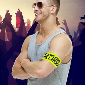 Le brassard "Capitaine de l’Apéro" est LA touche d’humour qui pimentera vos soirées. Qui mieux que vous pour mener les festivités et veiller à ce que tout le monde passe un moment inoubliable ? En jaune fluo avec un marquage noir bien visible, il garantit une autorité festive indiscutable ! Pratique, il s’ajuste facilement grâce à son scratch, s’adaptant à tous les bras et toutes les situations.