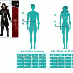 Ce déguisement de vampire avec sa veste longue et sa ceinture vous donnera une allure à la fois aristocratique et menaçante, idéale pour incarner un vampire élégant mais redoutable. Le col montant et la coupe de la veste ajoutent un côté mystérieux et distingué à votre look.