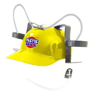 CASQUE ANTI SOIF PASTIS MAN incontournable pour faire la fête entre amis et famille, se faire plaisir ou pour faire plaisir, ce casque humoristique, vous permettra de vous hydrater en faisant la fête jusqu'au bout de la nuit, taille adulte unique en plastic au couleurs festives H 0,20 L 28,5