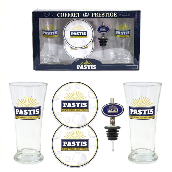 Un cadeau chic et convivial pour les moments entre amis ! Faites de chaque apéritif un moment spécial avec ce coffret prestige Pastis. Ce joli coffret est l'allié parfait des amoureux de pastis, avec des accessoires qui allient praticité et élégance. Un cadeau original pour ceux qui aiment partager un bon moment autour d’un verre, que ce soit pour un anniversaire, Noël, ou tout autre événement festif. Offrir ce coffret, c’est offrir un moment de convivialité et de plaisir !