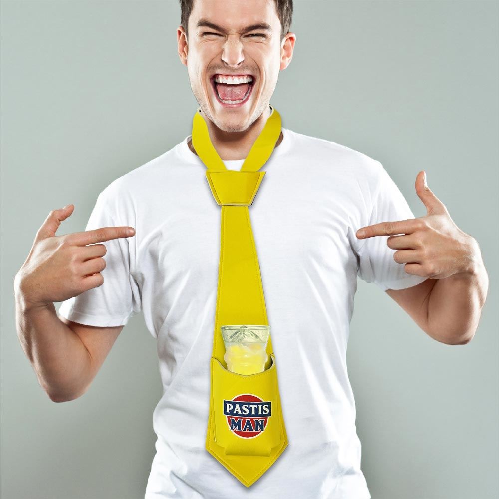 CRAVATE PICOLE "PASTIS MAN".Vibrez en soirée grâce à notre cravate originale "Pastis man". L accessoire idéal en soirée, il saura vous faire remarquer de par son design et son porte bouteille intégré.