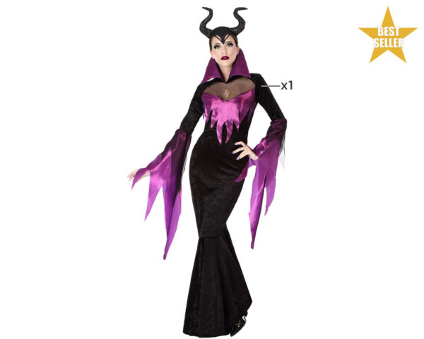 Devenez l’icône du mal avec cette robe envoûtante, parfaite pour Halloween, une soirée déguisée ou un cosplay maléfique. Avec son allure sombre et majestueuse, ce costume fera de vous la reine des ombres.
