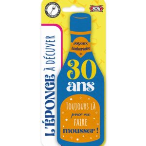 L’éponge bouteille est disponible pour tous les âges marquants : 🥂 18 ans, 20 ans, 30 ans, 40 ans, 50 ans, 60 ans 🎁 Idéale pour tous les anniversaires et les départs en retraite ! Avec son design original, c’est l’accessoire indispensable pour offrir un clin d'œil humoristique tout en étant pratique au quotidien.