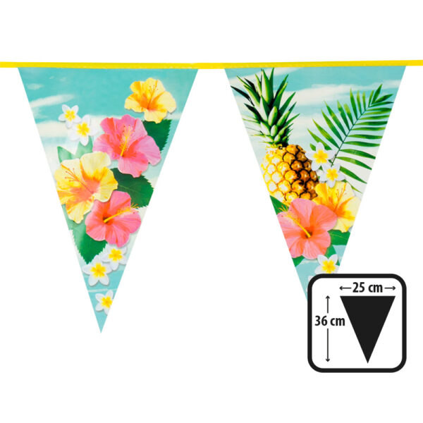 Apportez une explosion de couleurs et de gaieté à votre fête avec cette guirlande de fanions Paradise de 6 mètres ! Parfaite pour une soirée hawaïenne, une garden-party ou un événement estival, elle vous plonge instantanément dans une ambiance exotique et festive.