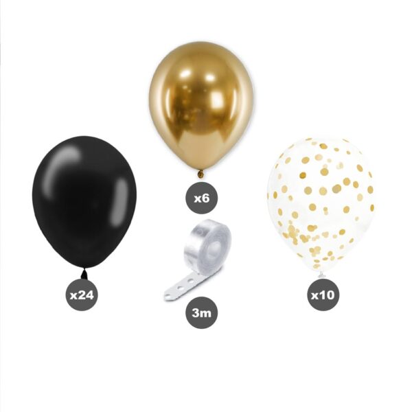 Une déco digne des plus grandes soirées ! Avec ses ballons noirs et dorés, cette arche apporte une ambiance élégante et sophistiquée qui fera sensation auprès de vos invités. Qui a dit que la fête ne pouvait pas être chic ?