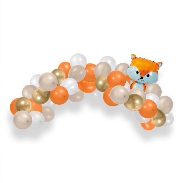 Le kit arche Renard combine l'adorable avec l'élégant ! Les teintes naturelles et les ballons dorés métalliques créent un décor charmant et élégant. Le ballon renard apporte une note ludique qui ravira petits et grands. Vos invités garderont un souvenir inoubliable de cette fête nature et magique !