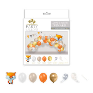 Le kit arche Renard combine l'adorable avec l'élégant ! Les teintes naturelles et les ballons dorés métalliques créent un décor charmant et élégant. Le ballon renard apporte une note ludique qui ravira petits et grands. Vos invités garderont un souvenir inoubliable de cette fête nature et magique !