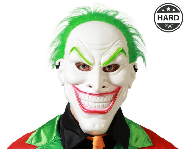 Prêt à semer la panique et à apporter une touche de folie à vos fêtes ? Ce masque de clown avec cheveux verts est l'accessoire incontournable pour un déguisement de clown original et terrifiant. Parfait pour Halloween, une fête à thème ou tout simplement pour surprendre vos amis, ce masque ne manquera pas de faire son effet.