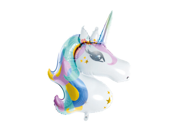 Envie d’un décor féerique qui en met plein les yeux ? Ce majestueux ballon licorne en mylar (aluminium) est l’allié parfait des anniversaires enchantés, baby showers magiques, ou goûters arc-en-ciel ! Avec sa crinière multicolore et son sourire adorable, il fera briller les yeux des petits comme des grands.