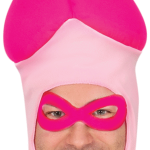 Vous avez dit "déguisement discret" ? Pas du tout. Voici le déguisement dickman version super-héros masqué, parce que quitte à être ridicule, autant l’être avec panache ! Idéal pour un enterrement de vie de garçon ou une soirée déguisée déjantée, ce costume va marquer les esprits (et probablement les appareils photo).