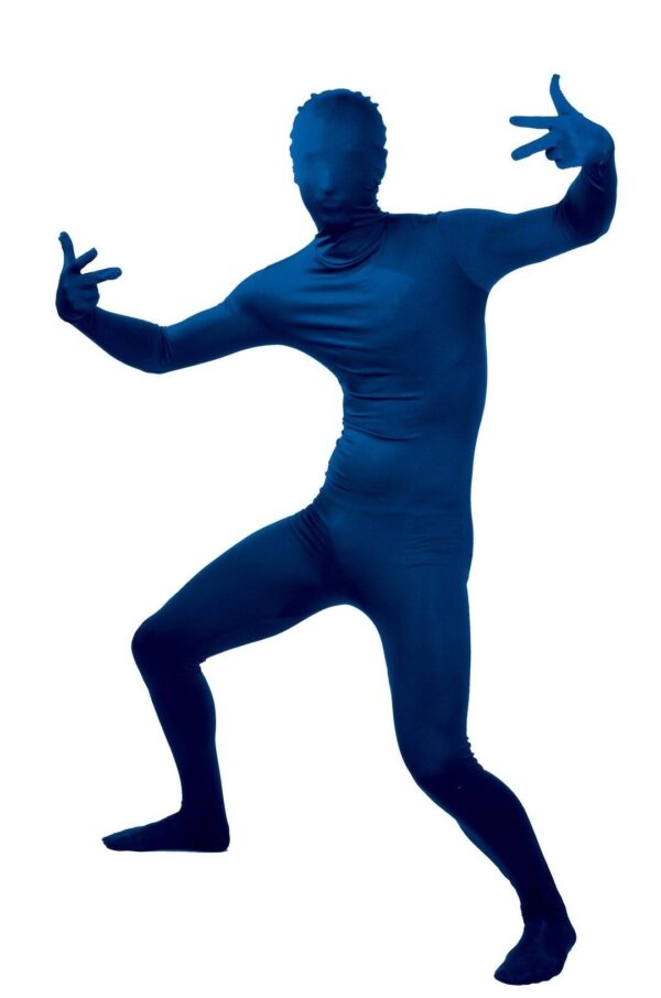 Devenez une silhouette mystérieuse et amusante avec notre déguisement seconde peau bleu. Ce costume intégral et extensible vous couvrira de la tête aux pieds, vous offrant une liberté de mouvement totale pour toutes vos fêtes costumées