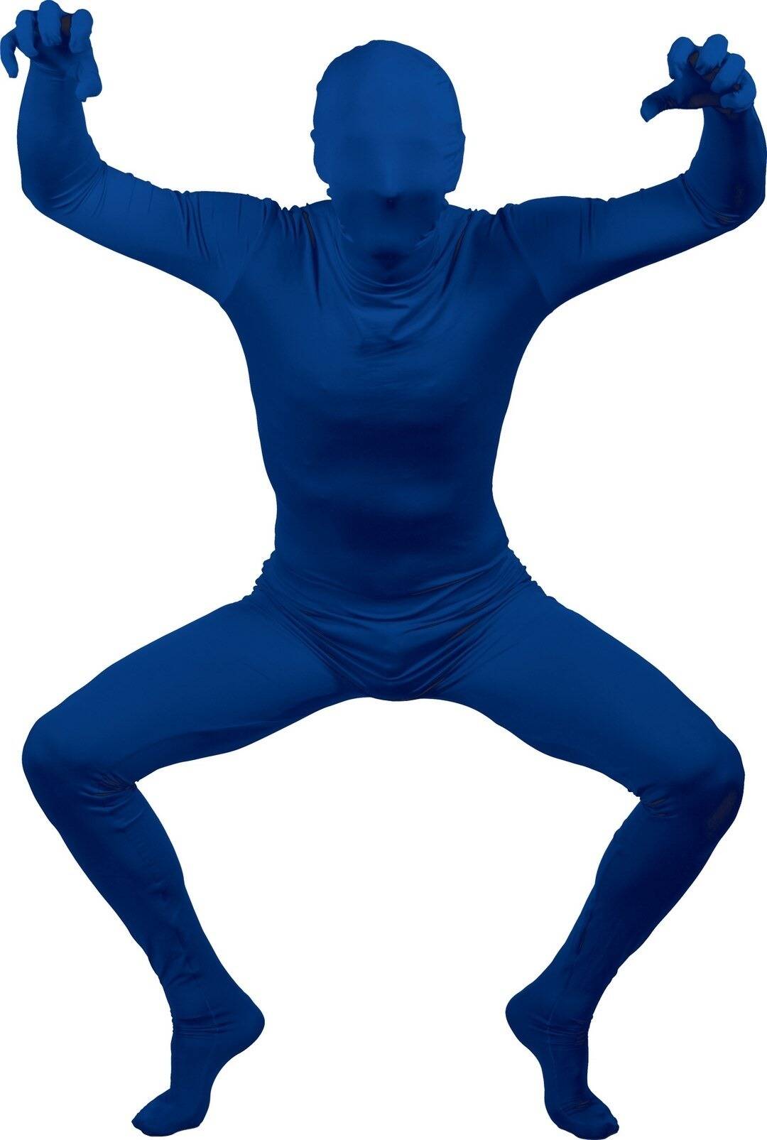 Devenez une silhouette mystérieuse et amusante avec notre déguisement seconde peau bleu. Ce costume intégral et extensible vous couvrira de la tête aux pieds, vous offrant une liberté de mouvement totale pour toutes vos fêtes costumées