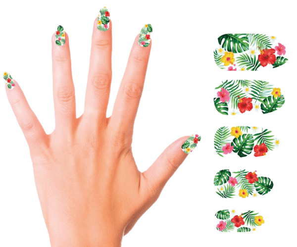 Prêt(e) à apporter un vent tropical dans ta manucure ? Avec les faux ongles Tropicales, tes mains vont rayonner ! Des motifs exotiques et des couleurs vibrantes qui te transporteront sous les palmiers. Une touche d'été, même en hiver. 🌞