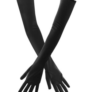 Ces gants noirs longs glissent jusqu’au coude pour une allure raffinée et mystérieuse. Idéals pour incarner une sorcière élégante, une vampire chic, une diva rétro, ou même un personnage de cabaret, ils s’adaptent à tous les styles avec classe. Leur tissu souple épouse la main et prolonge ton geste… avec panache.