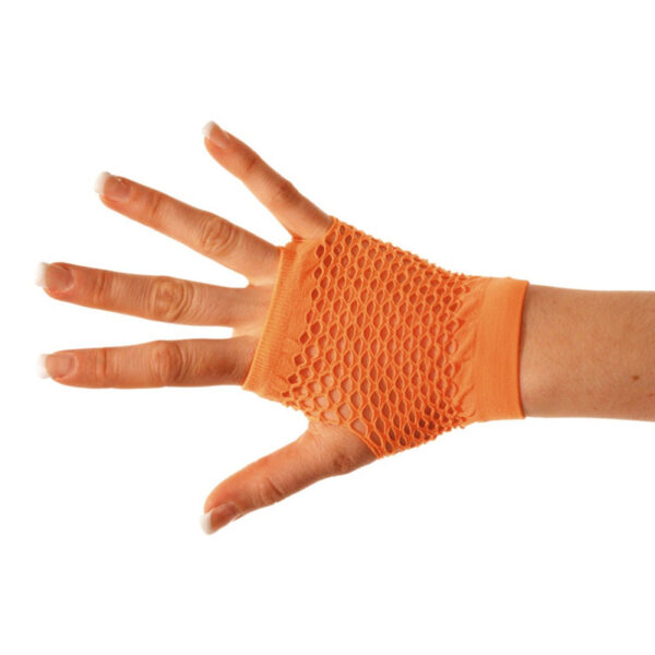 Gants résille orange fluo