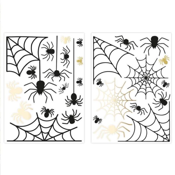 Qui a dit que les araignées n’étaient pas les bienvenues à Halloween ? Grâce à ces stickers de vitres "univers araignées" taille GM, transformez vos fenêtres en véritables toiles effrayantes… et super stylées ! Avec leurs motifs dorés et noirs, ces autocollants créent une ambiance lugubre et raffinée qui surprendra vos invités (et fera flipper les voisins, niark niark 🕸️).