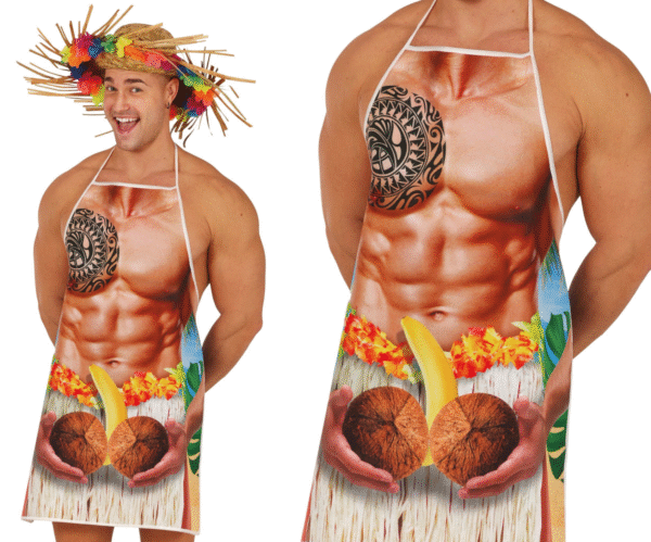 Prépare tes cocktails, tes brochettes ou tes pancakes du dimanche dans la bonne humeur avec ce tablier hawaïen aussi drôle qu'exotique. Un tablier qui te transforme instantanément en roi ou reine de la cuisine… tropicale !
