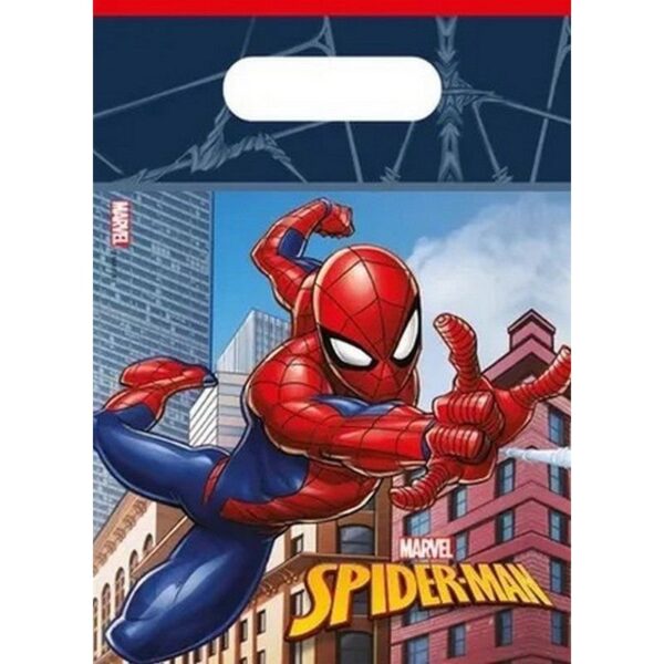 Après une fête d'anniversaire riche en aventures et en émotions, il est temps de récompenser les petits invités ! Nos 6 Sachets à bonbons Spider-Man sont parfaits pour y glisser des friandises, des petits jouets, ou des surprises. Chaque sachet arbore une illustration dynamique de Spider-Man en pleine action, avec des bâtiments en arrière-plan, plongeant les enfants dans l'univers de leur héros préféré.