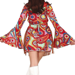 Voyagez dans le temps et incarnez l'esprit libre des années 60 et 70 avec notre Déguisement Robe Hippie. Parfait pour les soirées à thème, le carnaval ou toute occasion festive, cette robe fluide et colorée vous assure un look bohème authentique et un confort optimal pour danser toute la nuit.