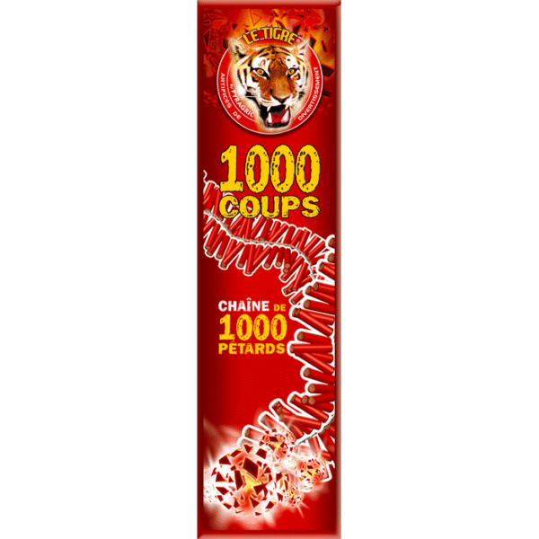 Prêt(e) à faire trembler les murs et à marquer les esprits ? Notre Chaîne de 1000 Pétards Le Tigre® est l'accessoire pyrotechnique ultime pour les grandes occasions ! Avec ses 1000 coups méchés entre eux, elle crée un effet de "mitraillette" sonore intense et continu qui garantit une montée d'adrénaline et une ambiance de folie.