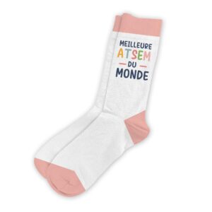 Remerciez l'ATSEM la plus cool de l'univers avec nos chaussettes "Meilleure ATSEM du Monde" !