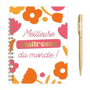 Exprimez votre gratitude avec élégance grâce à notre Coffret Carnet Stylo "Meilleure Maîtresse du monde !". Ce duo pratique et affectif, composé d'un carnet de notes au motif floral et d'un stylo doré, est le cadeau parfait pour remercier votre maîtresse à la fin de l'année scolaire et l'inviter à noter toutes ses pensées précieuses.
