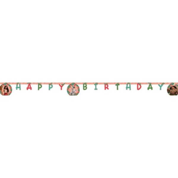 Préparez-vous à une célébration d'anniversaire exotique avec notre Guirlande Vaiana "Happy Birthday" ! Parfaite pour tous les jeunes explorateurs et fans du film d'animation Disney, cette guirlande colorée apportera la magie des îles du Pacifique à votre décoration. Les lettres "HAPPY BIRTHDAY" sont magnifiquement illustrées avec Vaiana et d'autres personnages emblématiques du film, comme Pua le cochon et Heihei le coq, créant une ambiance joyeuse et immersive.