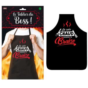À la recherche du cadeau idéal pour le roi du barbecue, le chef de cuisine ou simplement celui qui aime prendre les commandes derrière les fourneaux ? Découvrez "Le Tablier du Boss" ! Avec son message percutant "Je suis CHAUD comme la Braise" et son design enflammé, ce tablier est une déclaration d'intention culinaire humoristique et affirmée.