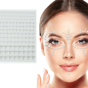 Transformez votre visage en une œuvre d'art scintillante avec notre Plaquette de Strass Perles Visage. Composée de perles nacrées auto-adhésives de différentes tailles, elle est l'accessoire parfait pour un maquillage de fête, un déguisement ou pour apporter une touche de glamour et d'éclat à votre look.