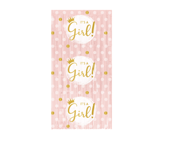 Célébrez l'arrivée d'une petite fille avec éclat grâce à notre Rideau de fil "It's a Girl". Idéal pour les baby showers, les gender reveal parties ou les célébrations de naissance, ce rideau de fils roses parsemé de pois dorés et de la mention "It's a Girl!" est l'accessoire parfait pour une décoration douce, festive et mémorable