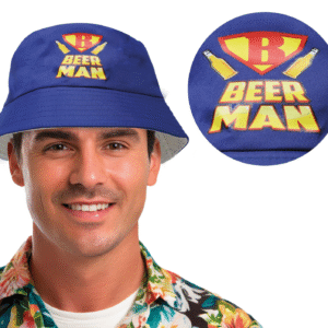 À la recherche du cadeau parfait pour l'amateur de bière dans votre vie, ou pour ajouter une touche d'humour à vos soirées festives ? Découvrez le "Bob Beer Man" ! Ce bob bleu vif arbore un logo façon super-héros avec l'inscription "BEER MAN" et deux bouteilles de bière, un clin d'œil amusant à ceux qui considèrent la bière comme leur super-pouvoir.