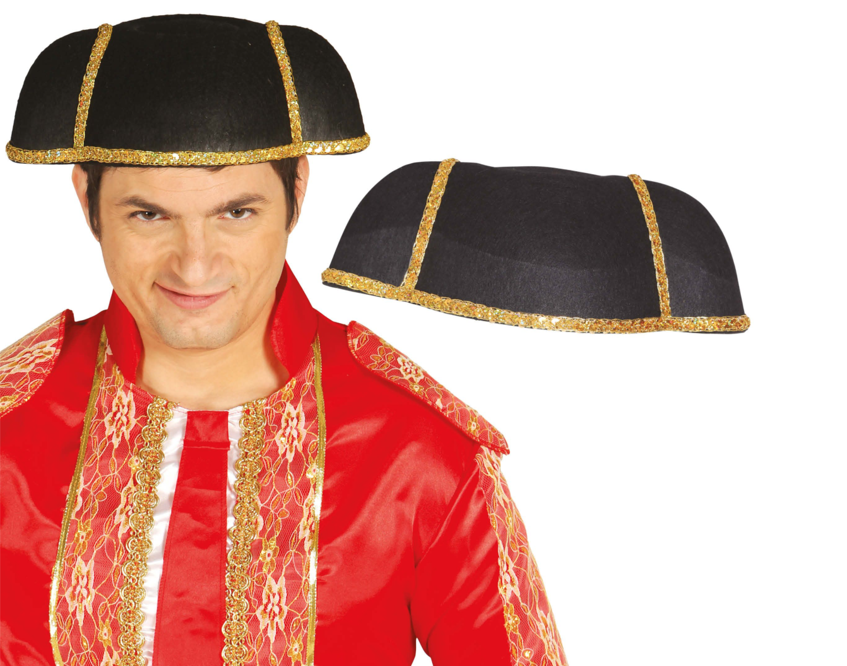 À la recherche de l'accessoire parfait pour compléter un déguisement de toréador ou pour apporter une touche d'élégance espagnole à votre tenue ? Notre Chapeau de Toréador est l'élément qu'il vous faut ! Ce chapeau noir, orné de galons dorés scintillants, capture l'essence du costume traditionnel et apporte instantanément du charisme à votre allure.