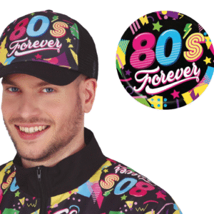 Envie d'ajouter une touche de folie et de nostalgie à votre look ? Notre Casquette "80's Forever" est l'accessoire parfait pour les soirées à thème, les festivals ou simplement pour afficher votre amour pour la décennie des couleurs et de la musique pop ! Son design audacieux et joyeux, avec des motifs géométriques et des couleurs vives emblématiques des années 80, vous transportera instantanément dans cette période emblématique.